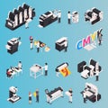 Printing House Icons Set Royalty Free Stock Photo