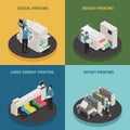 Printing House 4 Isometric Icons Royalty Free Stock Photo