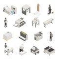 Printing House Isometric Icons Set Royalty Free Stock Photo