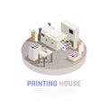 Printing House Polygraphy Isometric Composition