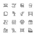 Printing house simple icon set. Contains such symbols printer, scanner, offset machine, plotter, brochure, rubber stamp Royalty Free Stock Photo