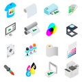 Printing icons set, isometric 3d style Royalty Free Stock Photo