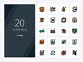20 Printing line Filled icon for presentation Royalty Free Stock Photo