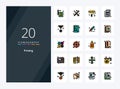 20 Printing line Filled icon for presentation Royalty Free Stock Photo