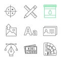 Printing linear icons set Royalty Free Stock Photo