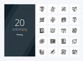 20 Printing Outline icon for presentation Royalty Free Stock Photo