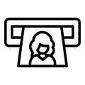 Printing photo icon, outline style