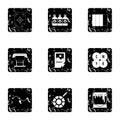 Printing in polygraphy icons set, grunge style