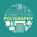 Printing polygraphy banner. Vector infographic. Printing elements. Royalty Free Stock Photo