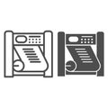 Printing press line and glyph icon. Large format printer vector illustration isolated on white. Placard printing outline Royalty Free Stock Photo
