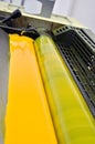 Printing press yellow paint Royalty Free Stock Photo