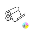 Printing rollers icon. 3D typography print symbol with round drums and paper sheet of newspaper or magazine. Royalty Free Stock Photo