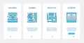 Printing scanning line typography equipment UX, UI onboarding mobile app page screen set