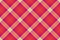 Printing seamless vector tartan, stripe textile fabric background. Scottish plaid check texture pattern in red and pink colors Royalty Free Stock Photo