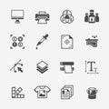 Printing service isolated vector black icons Royalty Free Stock Photo