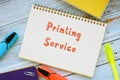 Printing Service sign on the sheet
