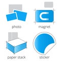 Printing shop services blue icons set. Part 5 Royalty Free Stock Photo