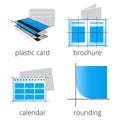 Printing shop services blue icons set. Part 3 Royalty Free Stock Photo