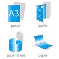 Printing shop services blue icons set. Part 1 Royalty Free Stock Photo