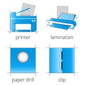 Printing shop services blue icons set. Part 6 Royalty Free Stock Photo