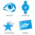 Printing shop services blue icons set. Part 4 Royalty Free Stock Photo