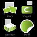 Printing shop services green icons set. Part 5 Royalty Free Stock Photo