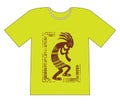 Printing on a T-shirt. Native Americans ethnic symbol, kokopelli, hatchet man.