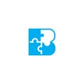 PrintInitial B letter with puzzle shaped inside design logo illustration