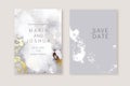 PrintModern card design. Marble texture. Gold, grey colors brochure, flyer, wedding invitation template