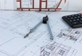 Printouts of house plan drawings