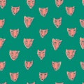PrintPanther or cheetah funny heads seamless pattern.