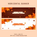 Set of autumn leaves horizontal banner design