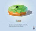 PrintVector polygonal illustration of Donut with green cream on top, modern food icon design