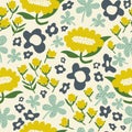 PrintVector Scandinavian flower illustration seamless repeat pattern