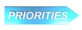 PRIORITIES on blue arrow - 3D rendering Royalty Free Stock Photo