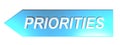 PRIORITIES on blue arrow - 3D rendering Royalty Free Stock Photo
