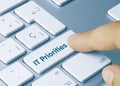 IT Priorities - Inscription on Blue Keyboard Key Royalty Free Stock Photo
