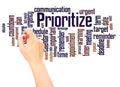 Prioritize word cloud hand writing concept