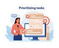 Prioritizing tasks concept. Flat vector illustration. Royalty Free Stock Photo