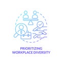 Prioritizing workplace diversity blue gradient concept icon