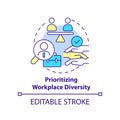 Prioritizing workplace diversity concept icon