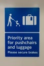 Priority area for pushchairs and luggage sign