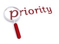 Priority with magnifiying glass