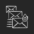 Priority mail chalk white icon on black background Royalty Free Stock Photo