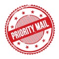 PRIORITY MAIL text written on red grungy round stamp
