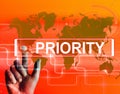 Priority Map Displays Superiority or Preference in Importance Worldwide Royalty Free Stock Photo