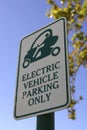 Priority parking sign for electric vehicles only in celebration florida united states usa