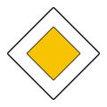 Priority road sign, vector icon