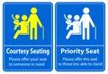 Priority seat sticker. using in public transportation, like bus, train, mass rapid transit and other. Royalty Free Stock Photo