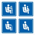 Priority seating for customers with disabilities, pregnant women and passengers with children, seniors. Set of vector signs for